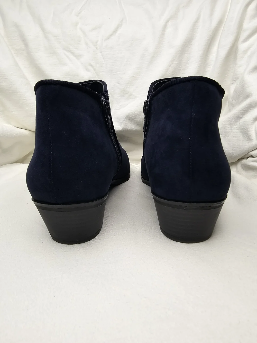 Style & Co. Wileyy Navy Faux Suede Ankle Booties Low Block Heel